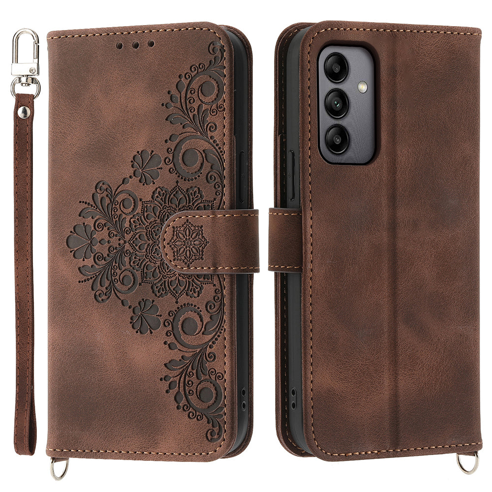 For Samsung Galaxy A05s 4G Leather Case Imprinted Stand Wallet Phone Cover with 2 Straps For Samsung Galaxy A05s 4G Leather Case Imprinted Stand Wallet Phone Cover with 2 Straps